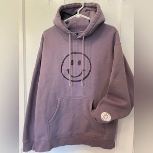 “Be Good To Yourself” This Past Weekend Theo Von Smiley Face Hoodie Plum Large